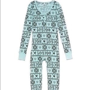 VS Pink - Teal Snowflake Christmas Onesie - Med